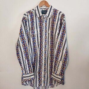 Vintage Wrangler Men's Checotah Western Pearl Snap Shirt Size XL Large/Tall
